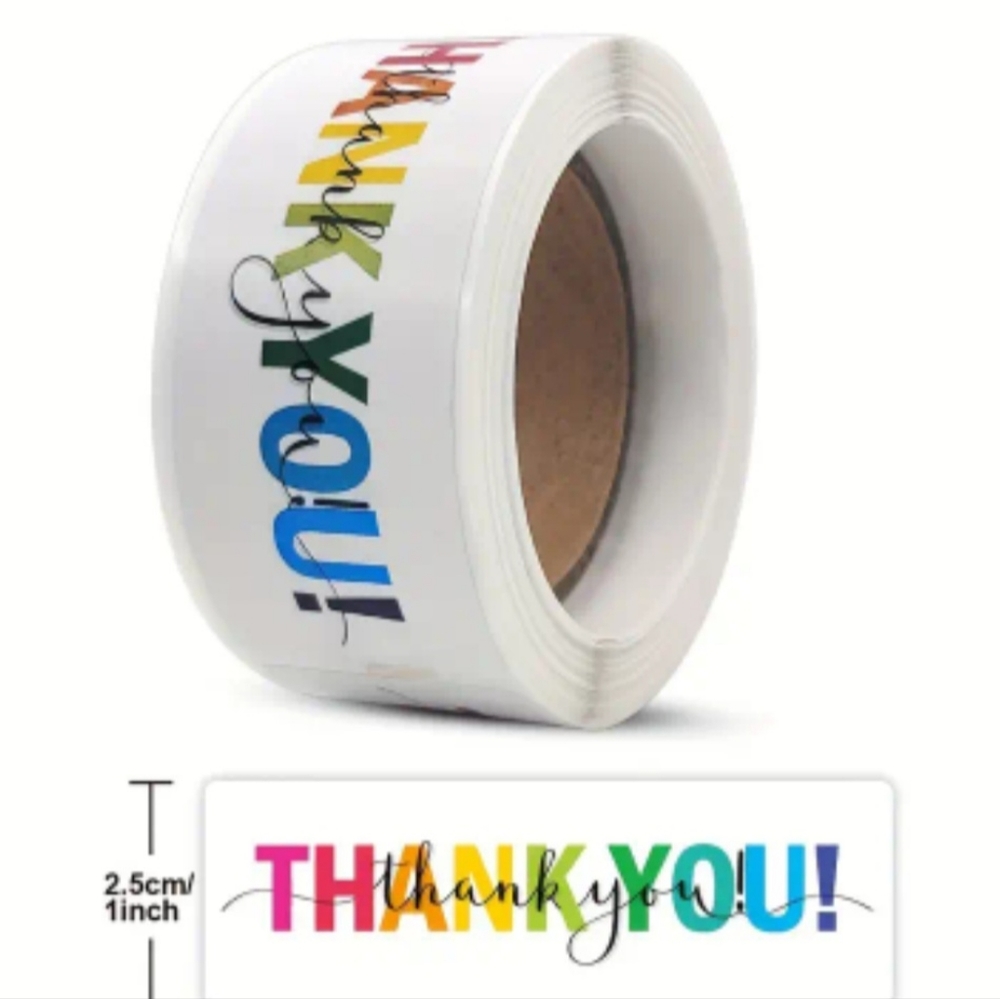 THANK YOU STICKERS Qty 120 3x1 inches